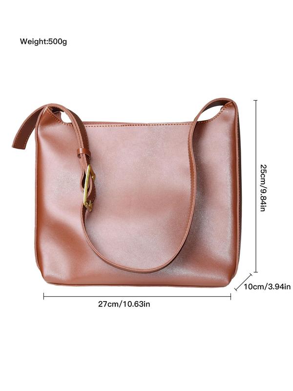 Women's Casual Plain Color Large Capacity Tote Bag, Trendy Simple Style Shoulder Tote Bag, Tote Bag For Trip & Business & School