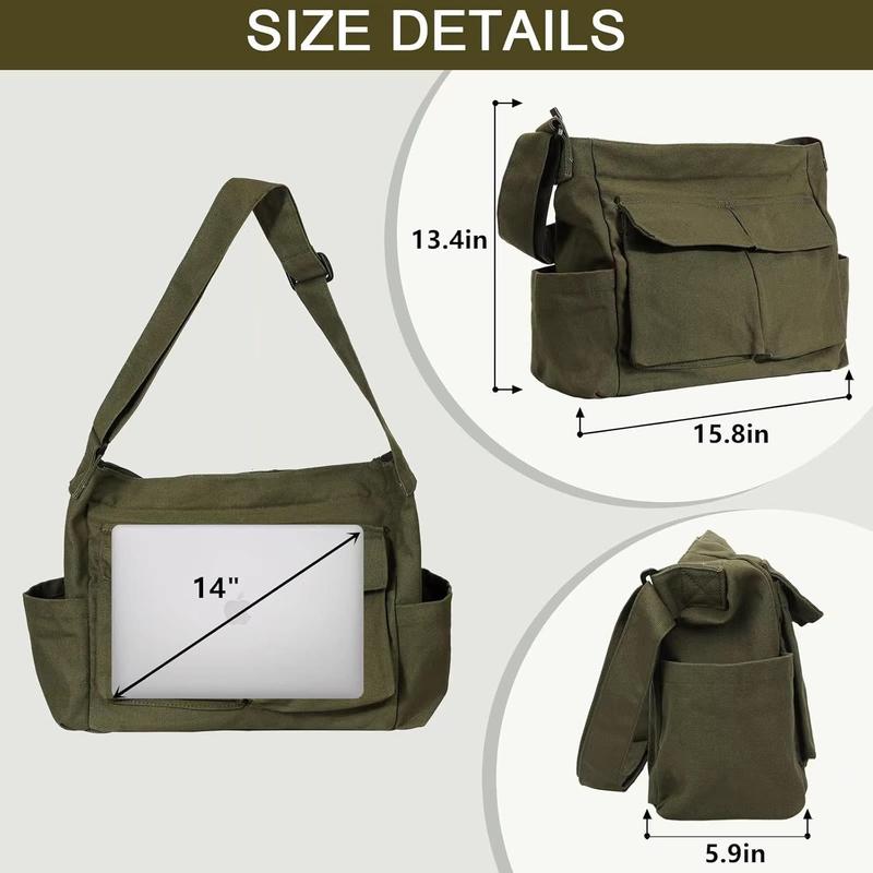 Canvas Messenger Bag Large Hobo Crossbody Bags with Multiple Pockets, Vintage  Laptop Bag for Women and Men