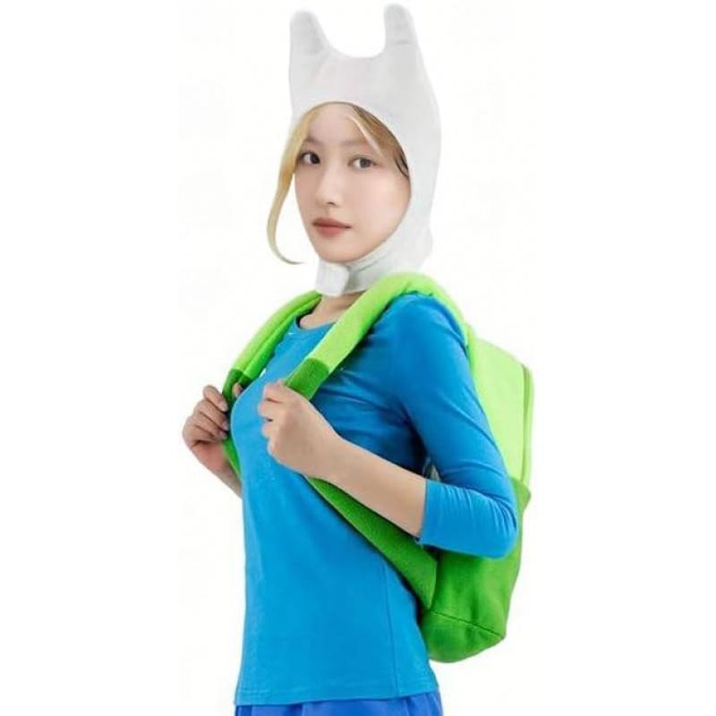 Caliradi Halloween Adventure Costume Backpack, Green Plush Backpack Cartoon Anime Character Cosplay Accessory for Women Men Party Halloween Cosplay Dress Up Prop Bag