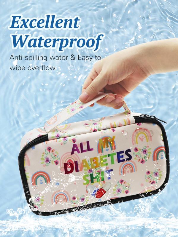 Rainbow & Letter Pattern Travel Bag, Portable Insulin Insulated Storage Bag, Diabetic Patients Insulin Storage Box