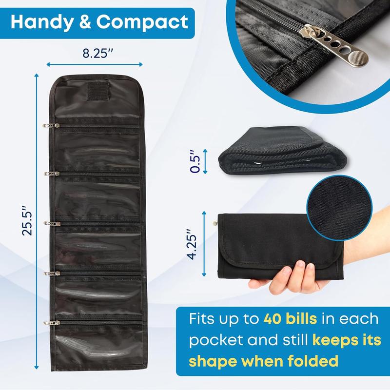 Organizer for  with 5 Zippers,  Wallet Envelope System,  Holder, Travel  Wallet,  Organizer,  Bag for , Storage Pouch For , Bills and Receipts - Black