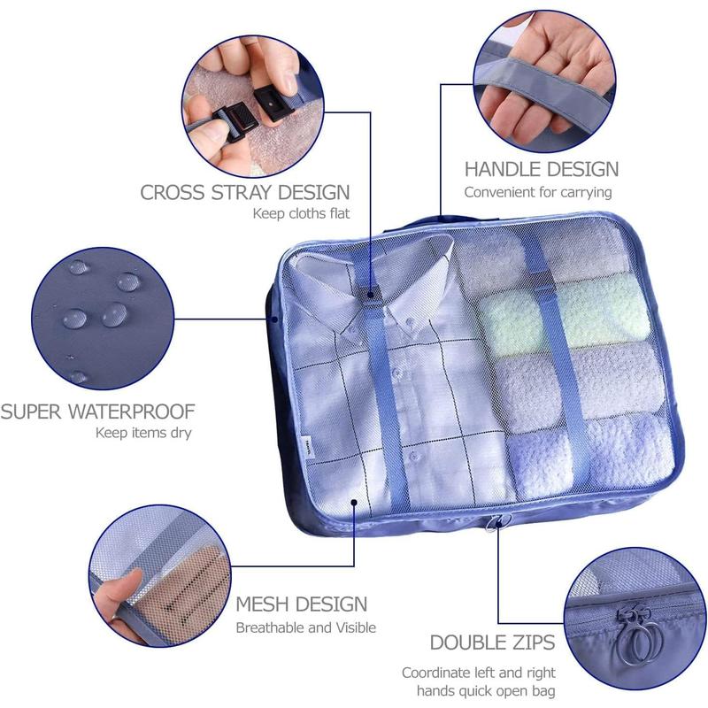 8 Set Packing Cubes for Suitcases Travel Luggage Packing Organizers,Travel Essentials Luggage Organizer for Travel Accessories Shoe Bag Tioletry Bag Laundry Bag…