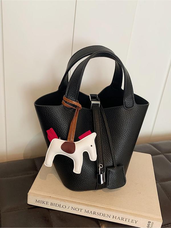 Women's Fashionable Solid Color Removable Inner Bag Design Handbag, Casual Large Capacity Shoulder Bag with Cute Charm Decoration, Trendy Versatile High-quality Daily Commuting Bag