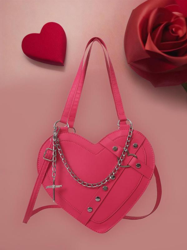 Women's Fashionable Studded Decor Crossbody Bag, Novelty Heart Shaped Shoulder Bags for Women, Luxury Bags Crossbody, Trendy Matching Handbag for Party Summer 2024, Everyday Bag