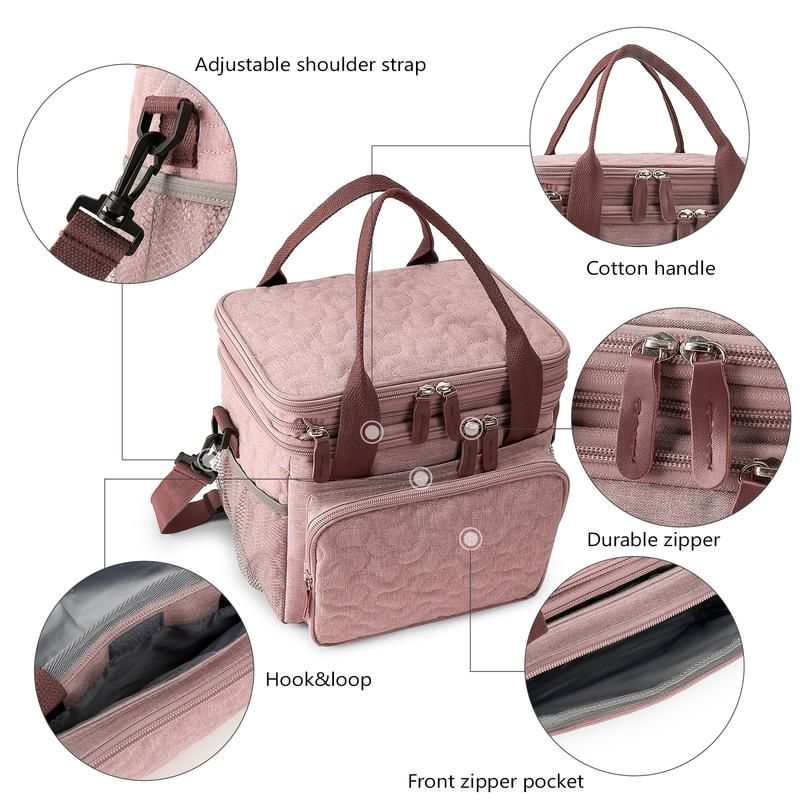 Lunch Bag for Women Men Double Deck Lunch Box,Expandable Large Lunch Bags,Leakproof Lunch Box Cooler Bag