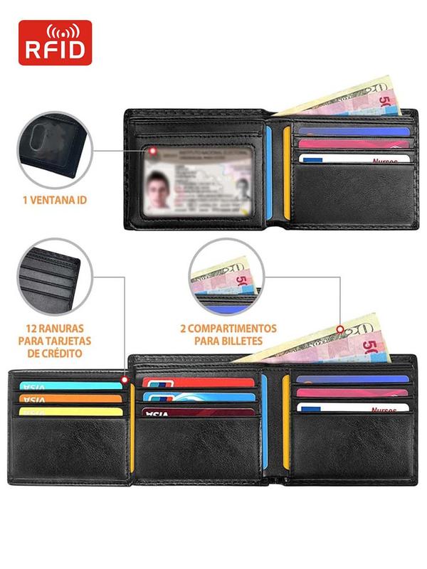 Men's Business Minimalist Trifold Wallet, RFID Blocking Card Holder, Multi Card Slot Wallet, Casual Trendy Versatile High-quality Daily Wallet