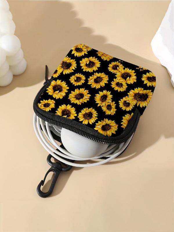 Sunflower Pattern Coin Purse, Multi-functional Storage Bag, Durable Polyester Coin Purse, Ideal Gift for Women & Girls