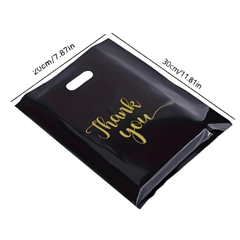 Thank You Plastic Bag, 100pcs Reusable Plastic Shopping Bag with Handle, Multifunctional Gift Bag for Party, Store, Boutique