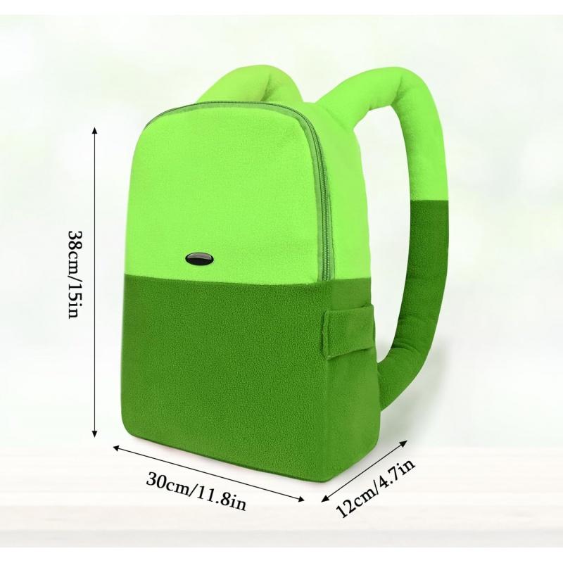 Caliradi Halloween Adventure Costume Backpack, Green Plush Backpack Cartoon Anime Character Cosplay Accessory for Women Men Party Halloween Cosplay Dress Up Prop Bag