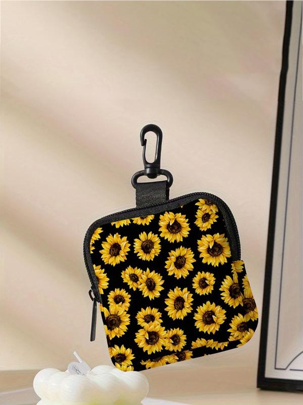 Sunflower Pattern Coin Purse, Multi-functional Storage Bag, Durable Polyester Coin Purse, Ideal Gift for Women & Girls