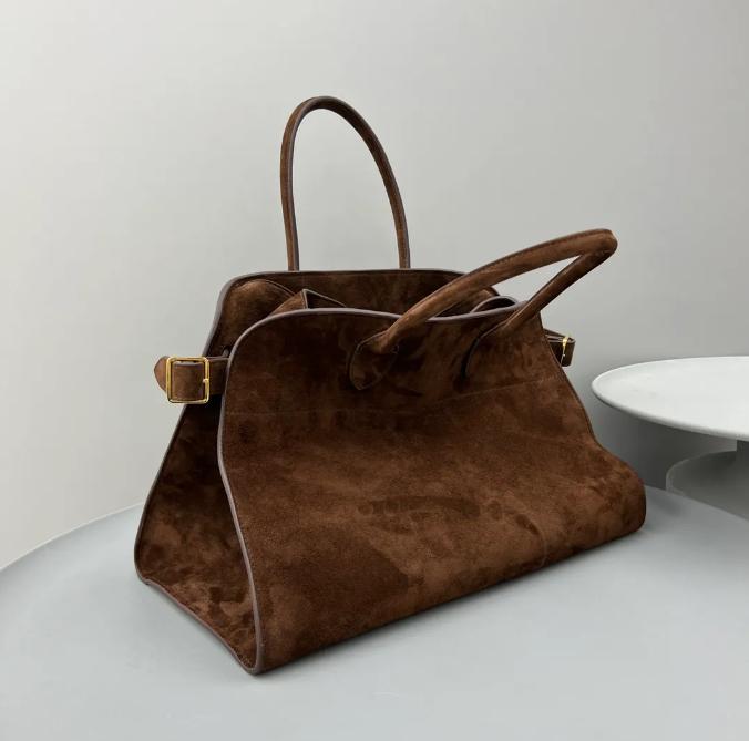 The row Large Designer Bags Margaux Real Leather Tote Bag Commuter Travel Shoulder Bag Brown Suede Clutch Bags Leisure Popular High Quality Fashion