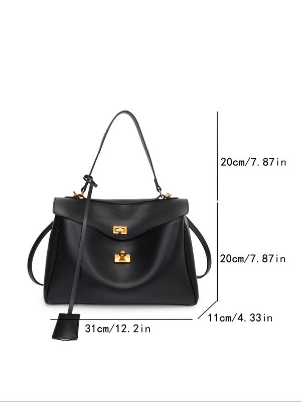 Women's Solid Color Shoulder Bag, Large Capacity Tote Bag, Fashionable PU Leather Crossbody Bag for Work & Daily Used, Casual Trendy Versatile High-quality Daily Commuting Bag