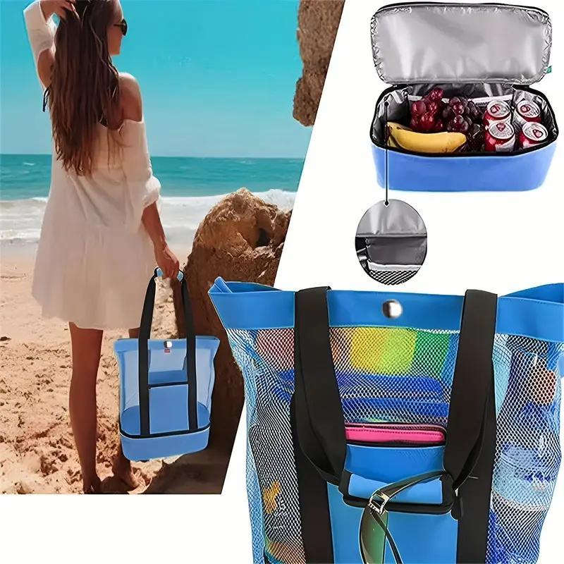 Double Layer Beach Bag, Lightweight Multifunctional Travel Bag, Versatile Outdoor Bag with Insulated Liner, Gym Bag