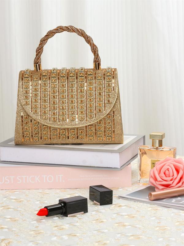 Women's Elegant Rhinestone Decorated Handbag, Exquisite Trendy Handbag with Chain Strap, Fashionable Bag for Party Decoration