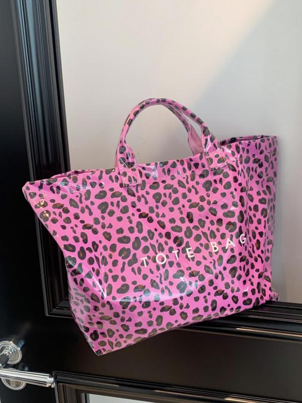 New Trend All-match Leopard Pattern Tote Bag, Fashionable Large Capacity Handbag for Women, Trendy Commuter Bag for Daily Used