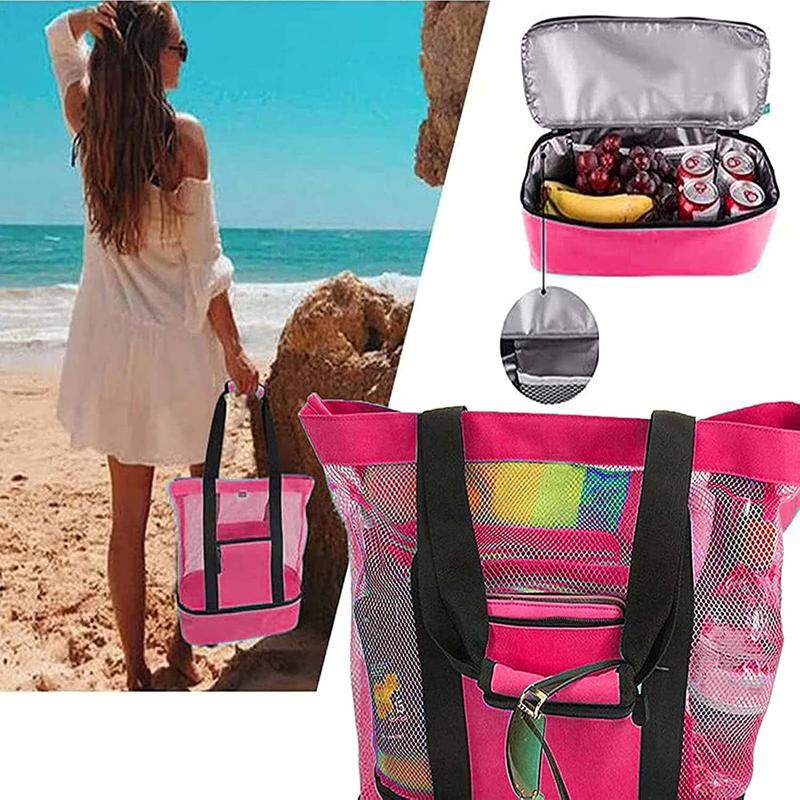 Double Layer Beach Bag, Lightweight Multifunctional Travel Bag, Versatile Outdoor Bag with Insulated Liner, Gym Bag