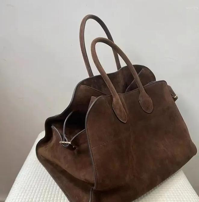 The row Large Designer Bags Margaux Real Leather Tote Bag Commuter Travel Shoulder Bag Brown Suede Clutch Bags Leisure Popular High Quality Fashion