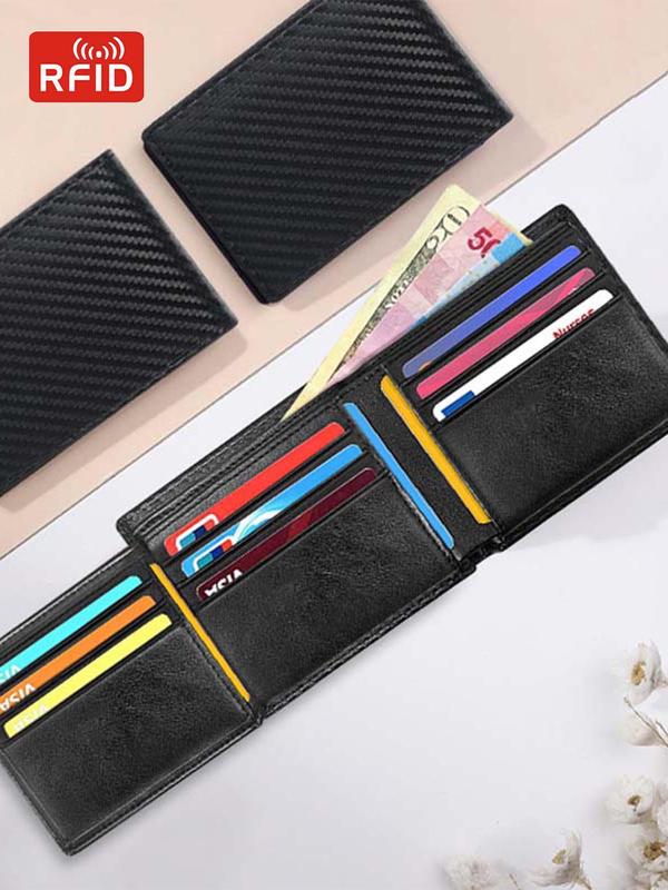 Men's Business Minimalist Trifold Wallet, RFID Blocking Card Holder, Multi Card Slot Wallet, Casual Trendy Versatile High-quality Daily Wallet