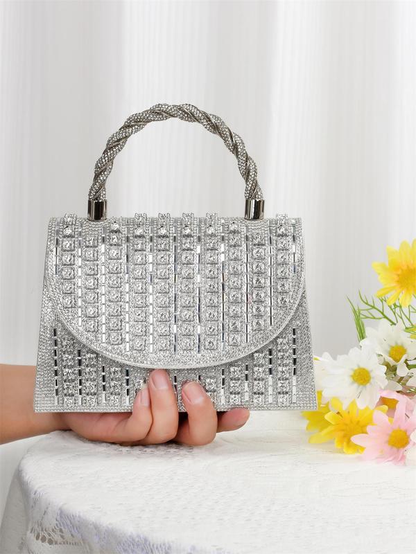 Women's Elegant Rhinestone Decorated Handbag, Exquisite Trendy Handbag with Chain Strap, Fashionable Bag for Party Decoration