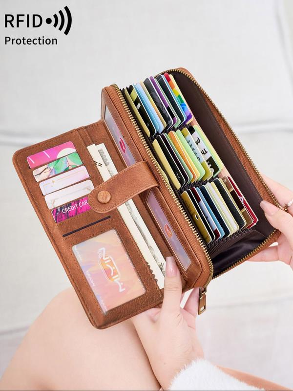 Vintage Long Wallet, Multi Card Slot Zipper Wallet, Large Capacity Multi Card Clutch Bag, Casual Trendy Versatile High-quality Daily Wallet for Women & Men