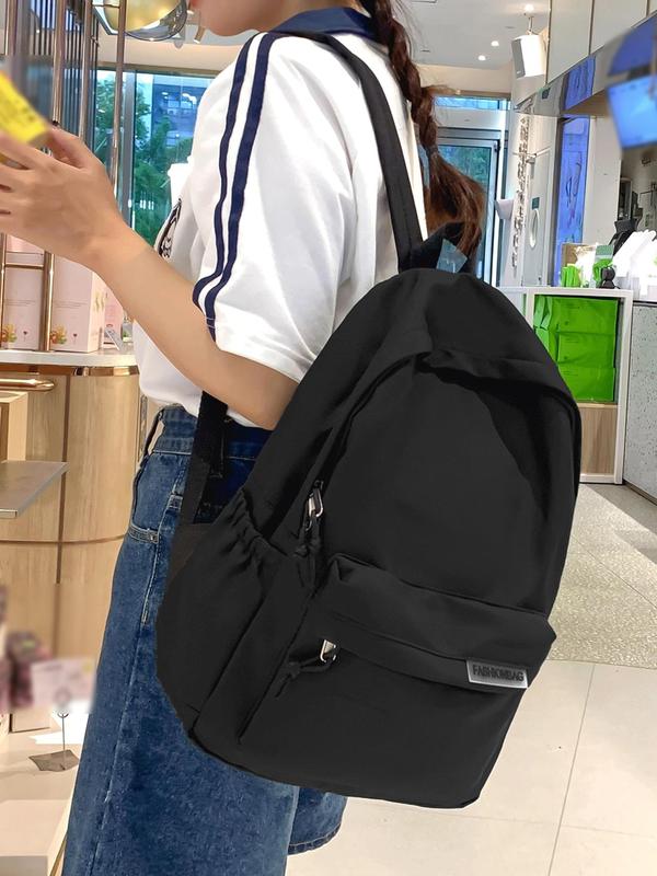 Casual Plain Zipper Backpack, Simple Large Capacity Travel Backpack, Versatile School Bag for Men & Women