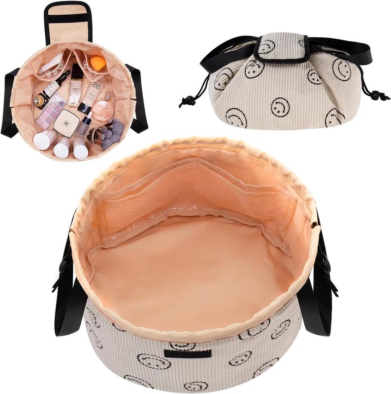 Large Barrel Drawstring Makeup Bag,Travel Makeup Bag,Portable Cosmetic Bag Make Up Organizer Bag for Travel Accessories Essentials and Hair Product,Gifts for Women Girls(dog makeup bag)