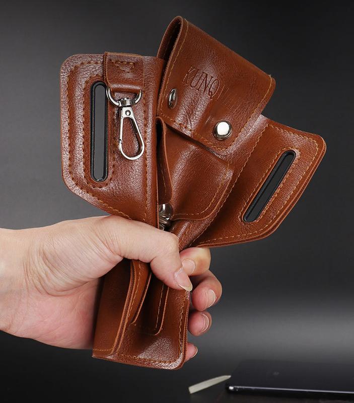 Phone Pouch Leather Belt bag Holster Case Compatible with iPhone, Samsung Mobile phones below 6.3 inches