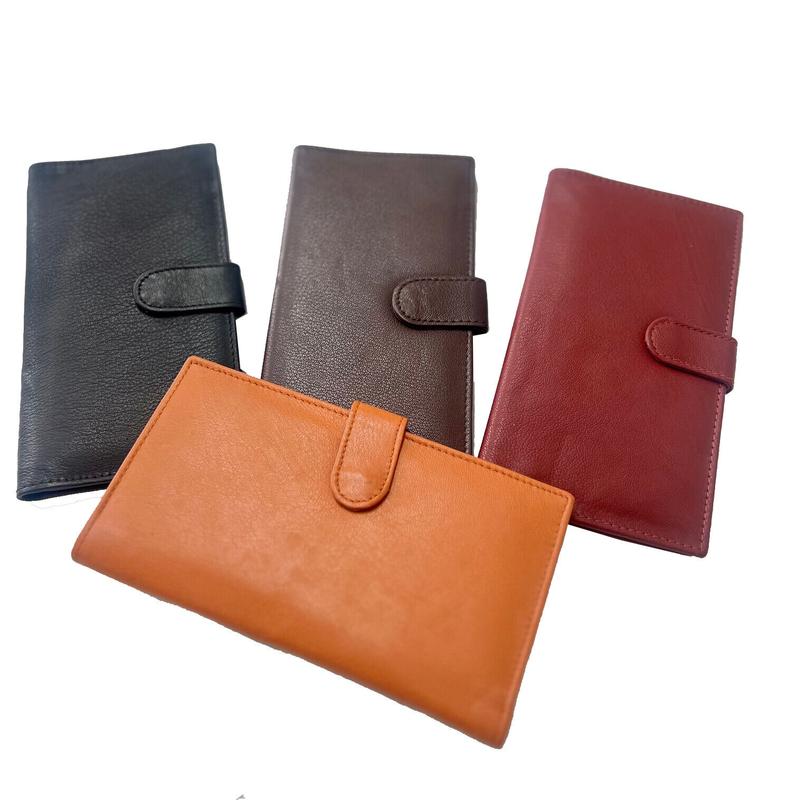 Slim Genuine Leather Checkbook Cover with Snap Closure for Extra Security COLORS