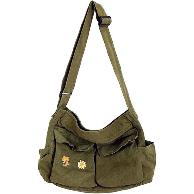 Canvas Messenger Bag Large Hobo Crossbody Bags with Multiple Pockets, Vintage  Laptop Bag for Women and Men