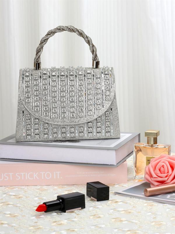 Women's Elegant Rhinestone Decorated Handbag, Exquisite Trendy Handbag with Chain Strap, Fashionable Bag for Party Decoration