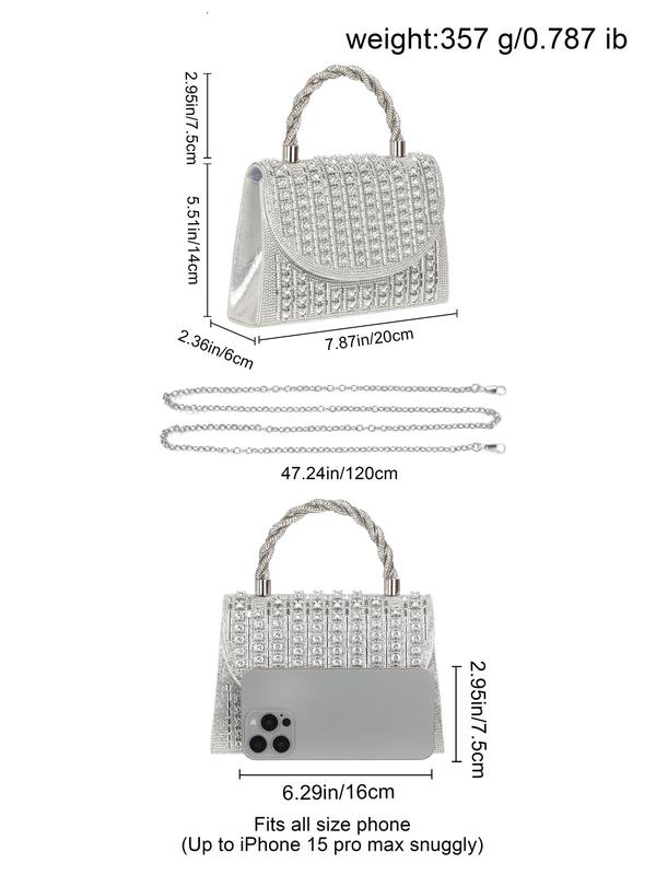 Women's Elegant Rhinestone Decorated Handbag, Exquisite Trendy Handbag with Chain Strap, Fashionable Bag for Party Decoration