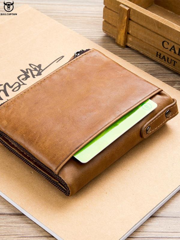 Men's Vintage Letter Embossed Short Wallet,  Casual Zipper Small Wallet for Daily Used, Simple Trendy Versatile High-quality Daily Commuting Wallet for Men