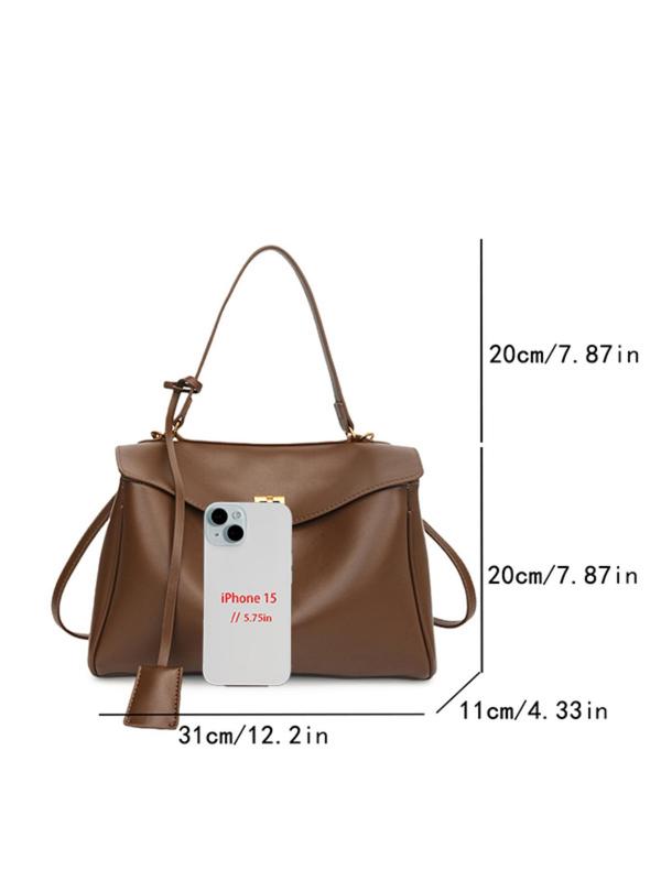 Women's Solid Color Shoulder Bag, Large Capacity Tote Bag, Fashionable PU Leather Crossbody Bag for Work & Daily Used, Casual Trendy Versatile High-quality Daily Commuting Bag