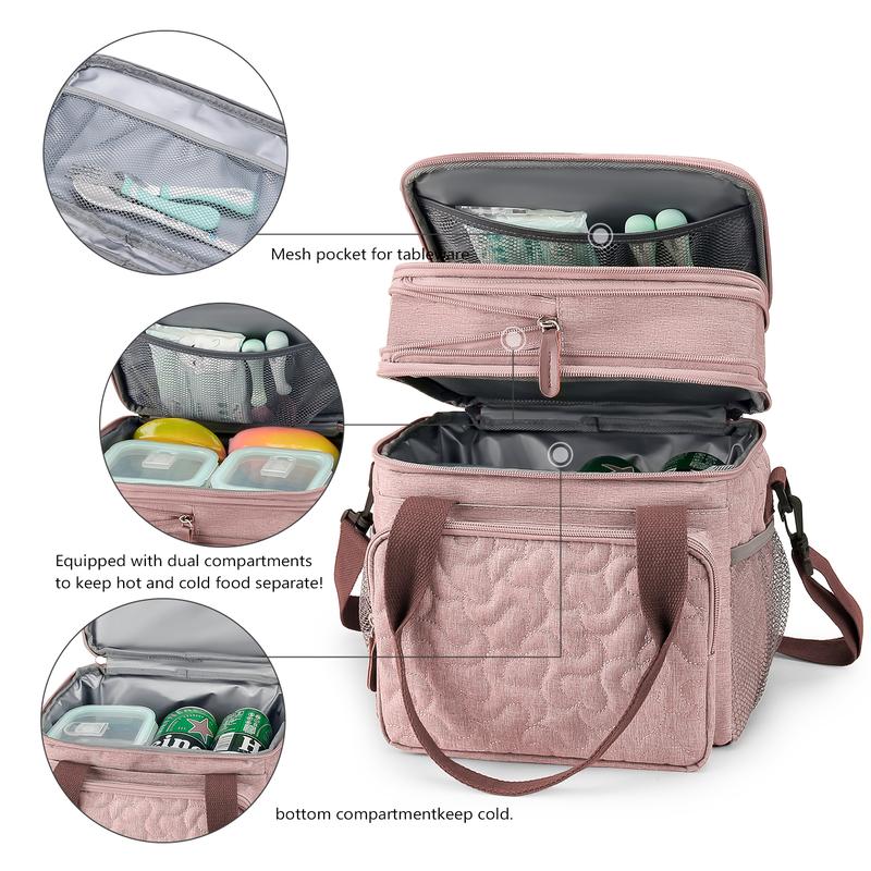 Lunch Bag for Women Men Double Deck Lunch Box,Expandable Large Lunch Bags,Leakproof Lunch Box Cooler Bag