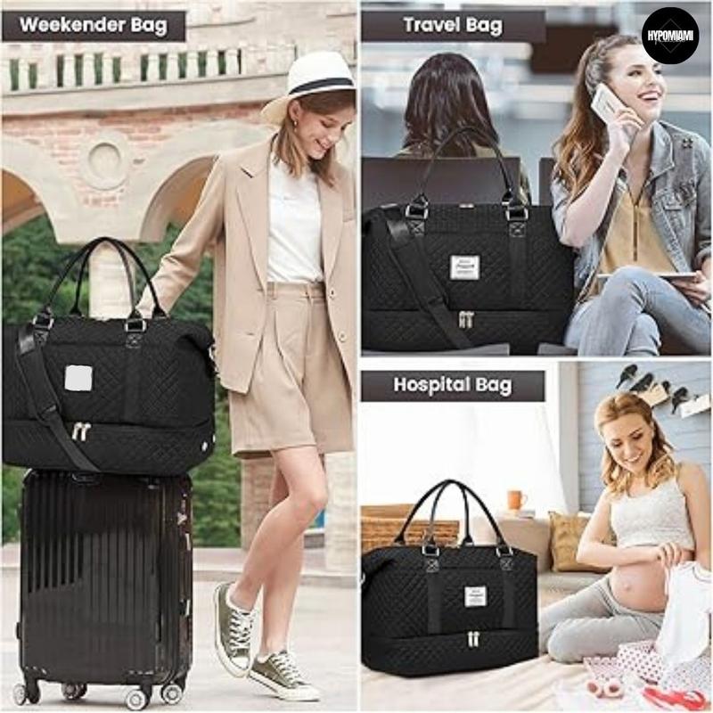 Travel Duffle Bag,Weekender Bags for Women with Shoe Compartment，Carry on Overnight Bag with Toiletry Bag,Gym Duffel Bag with Wet Pocket, Hospital Bags for Labor and Delivery