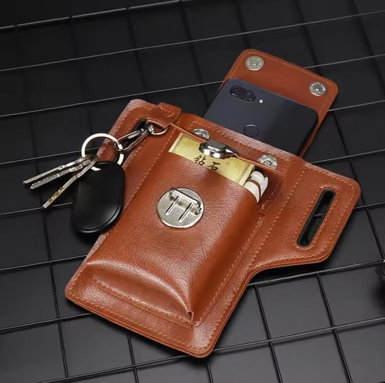 Phone Pouch Leather Belt bag Holster Case Compatible with iPhone, Samsung Mobile phones below 6.3 inches