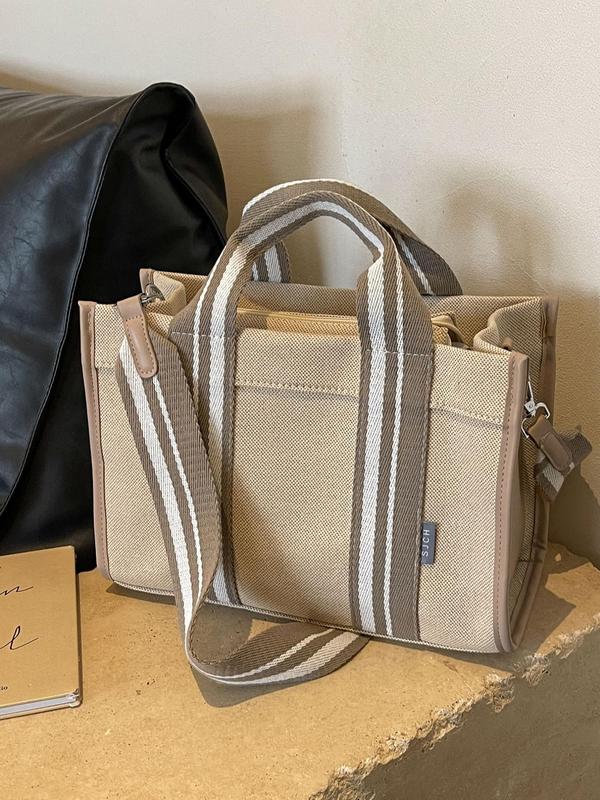 Women's Simple Style Plain Color Large Capacity Tote Bag, 2024 New Style Casual Trendy Versatile High-quality Daily Commuting Bag, Girl Fashionable Shopping Bag