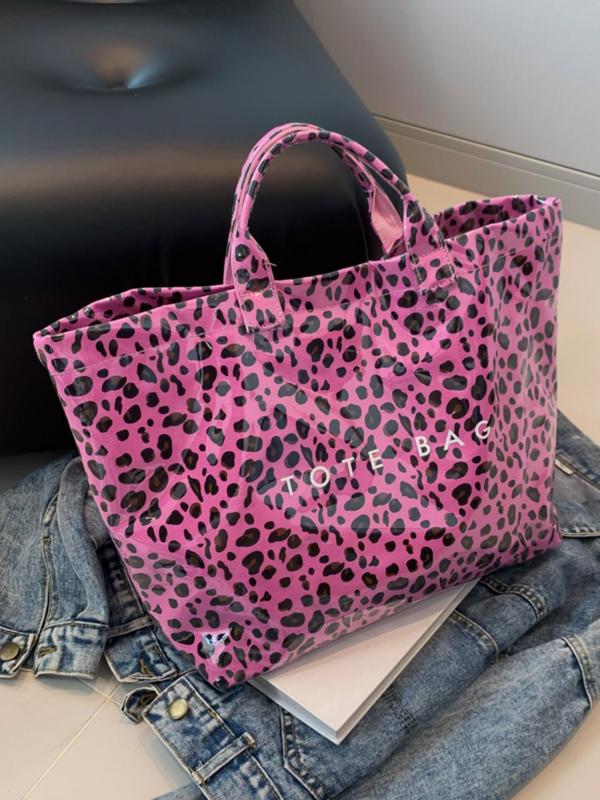 New Trend All-match Leopard Pattern Tote Bag, Fashionable Large Capacity Handbag for Women, Trendy Commuter Bag for Daily Used