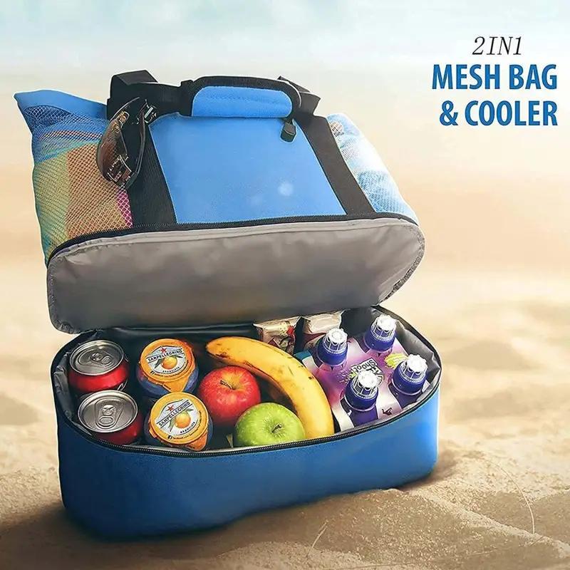 Double Layer Beach Bag, Lightweight Multifunctional Travel Bag, Versatile Outdoor Bag with Insulated Liner, Gym Bag