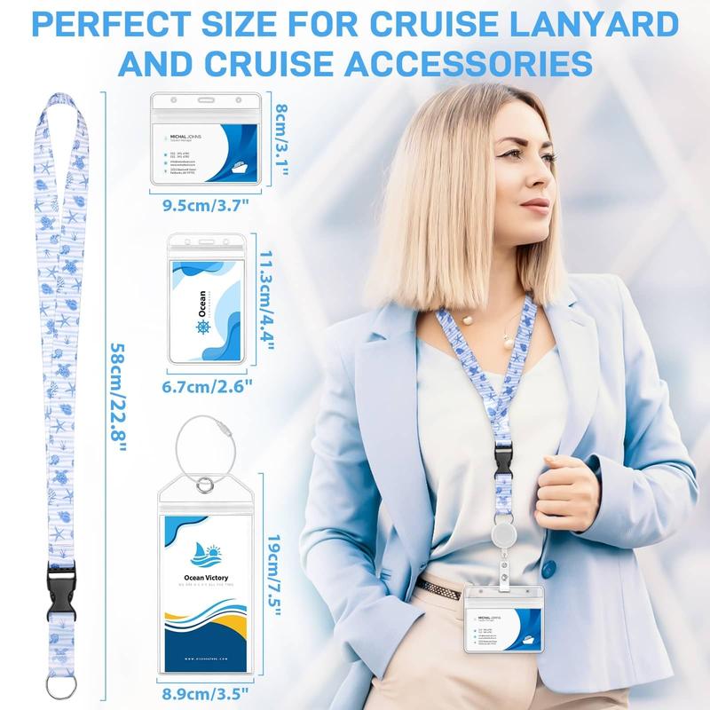 Cruise Luggage Tag Holders with Cruise Lanyard for Ship Cards Adjustable Cruise Card Holder Lanyards Retractable Ship Badge Reel for etags Key Card Sea Pass