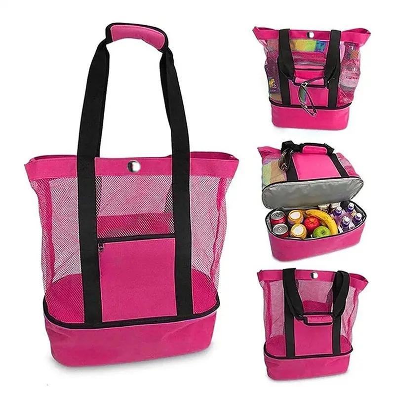 Double Layer Beach Bag, Lightweight Multifunctional Travel Bag, Versatile Outdoor Bag with Insulated Liner, Gym Bag