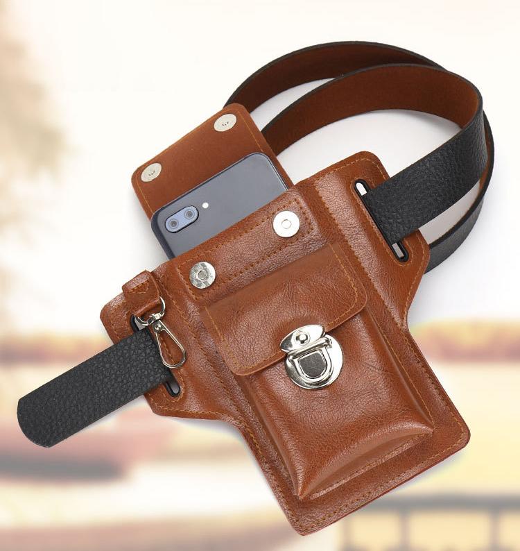 Phone Pouch Leather Belt bag Holster Case Compatible with iPhone, Samsung Mobile phones below 6.3 inches