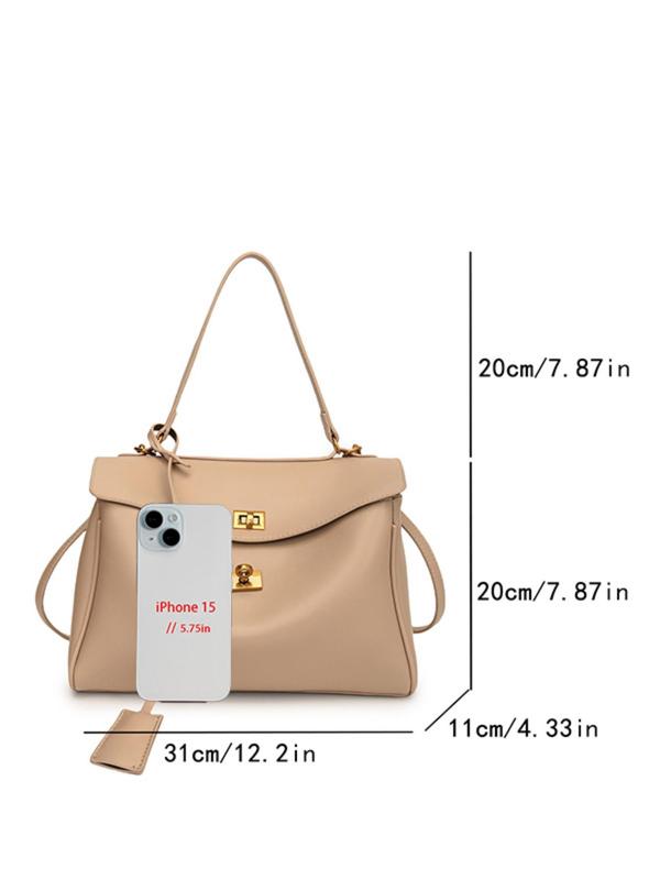 Women's Solid Color Shoulder Bag, Large Capacity Tote Bag, Fashionable PU Leather Crossbody Bag for Work & Daily Used, Casual Trendy Versatile High-quality Daily Commuting Bag