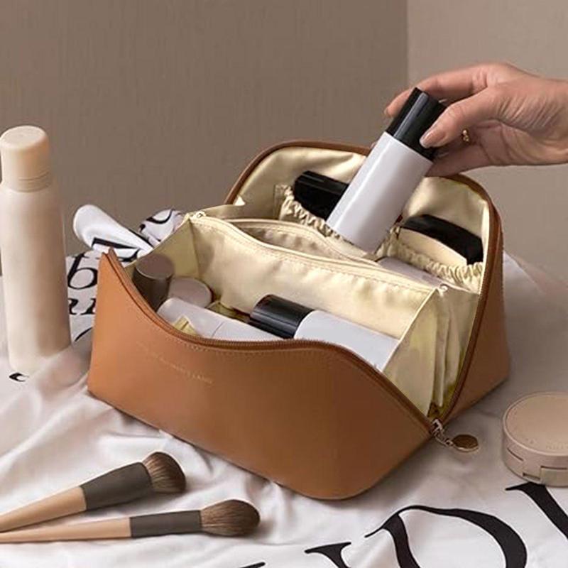 Large Capacity Makeup Bag, 1 Count PU Leather Makeup Organizer, Cosmetic Storage Bag, Zipper Makeup Organizer Pouch, Versatile Storage Bag for Travel