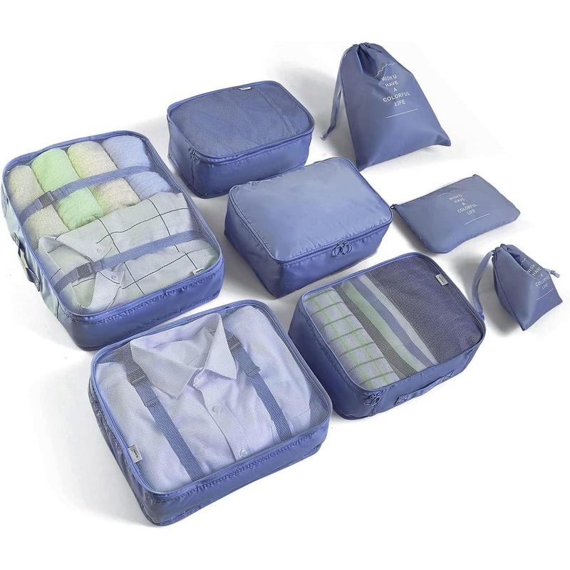 8 Set Packing Cubes for Suitcases Travel Luggage Packing Organizers,Travel Essentials Luggage Organizer for Travel Accessories Shoe Bag Tioletry Bag Laundry Bag…