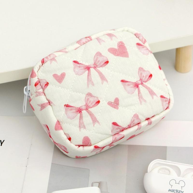 Bow Pattern Makeup Bag Set, 7 Counts set Large Capacity Travel Cosmetic Storage Bag, Zipper Makeup Organizer Pouch, Versatile Storage Bag for Travel, Gym, Office, Home