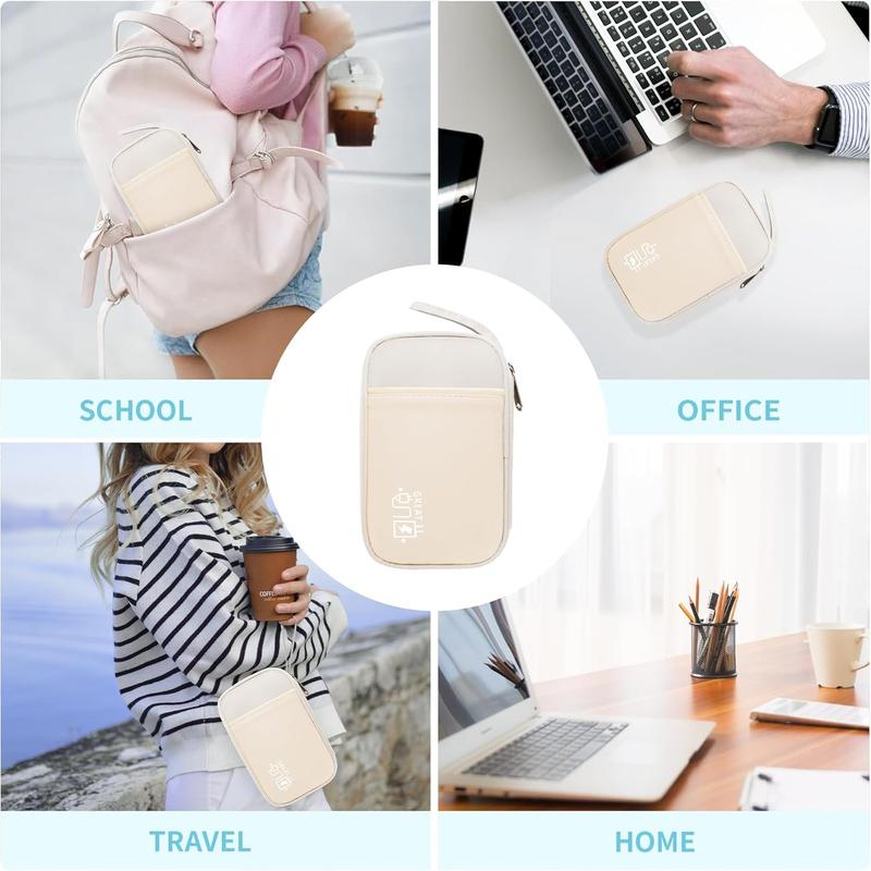 Electronics Travel Organizer,Portable   Travel Storage Bag for Small  Cord Storage,Charger,Small Electronics,SD Card etc,for Travel,Business -Beige