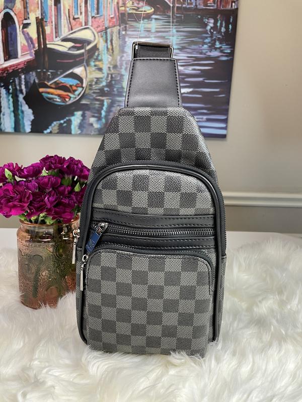 Black Checker Sling Bag Chest Bag Black Bum Bag