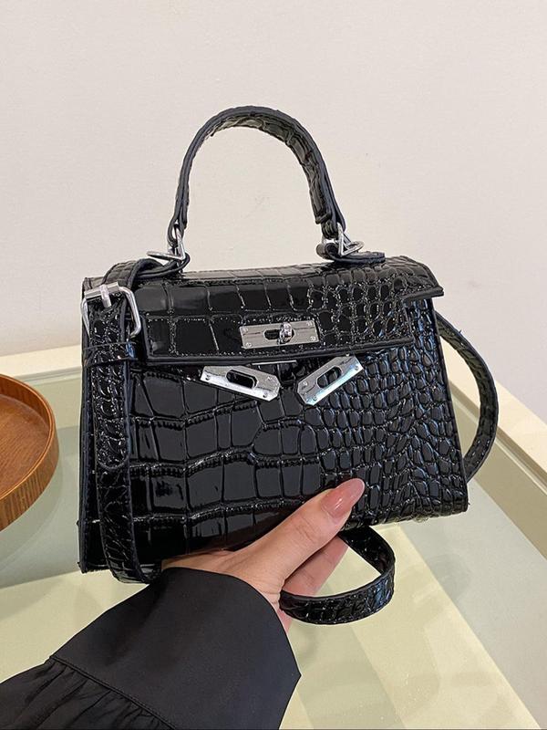 Fashionable Crocodile Embossed Handbag, Casual Versatile Shoulder Bag for Women, Trendy All-match Commuter Bag for Daily Used