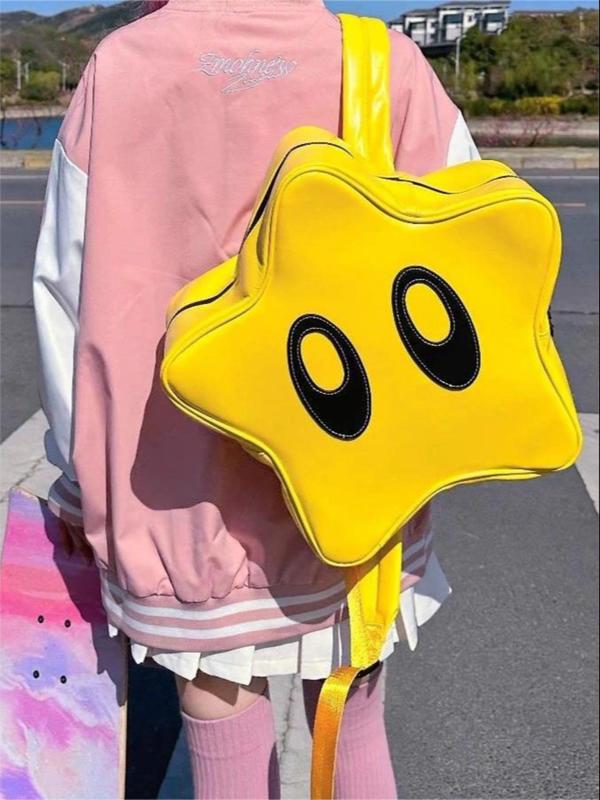 Cute Star & Big Eye Design Backpack,  Novelty Backpack for Daily Use, Trendy All-match Backpack for Women & Men